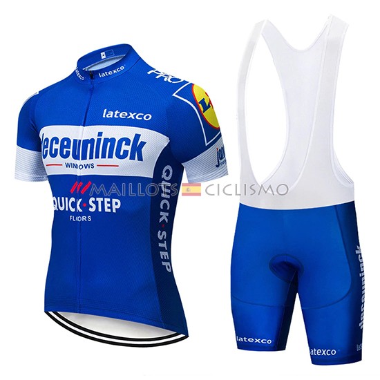 2019 Maillot Deceuninck Quick Step Tirantes Mangas Cortas Azul Blanco